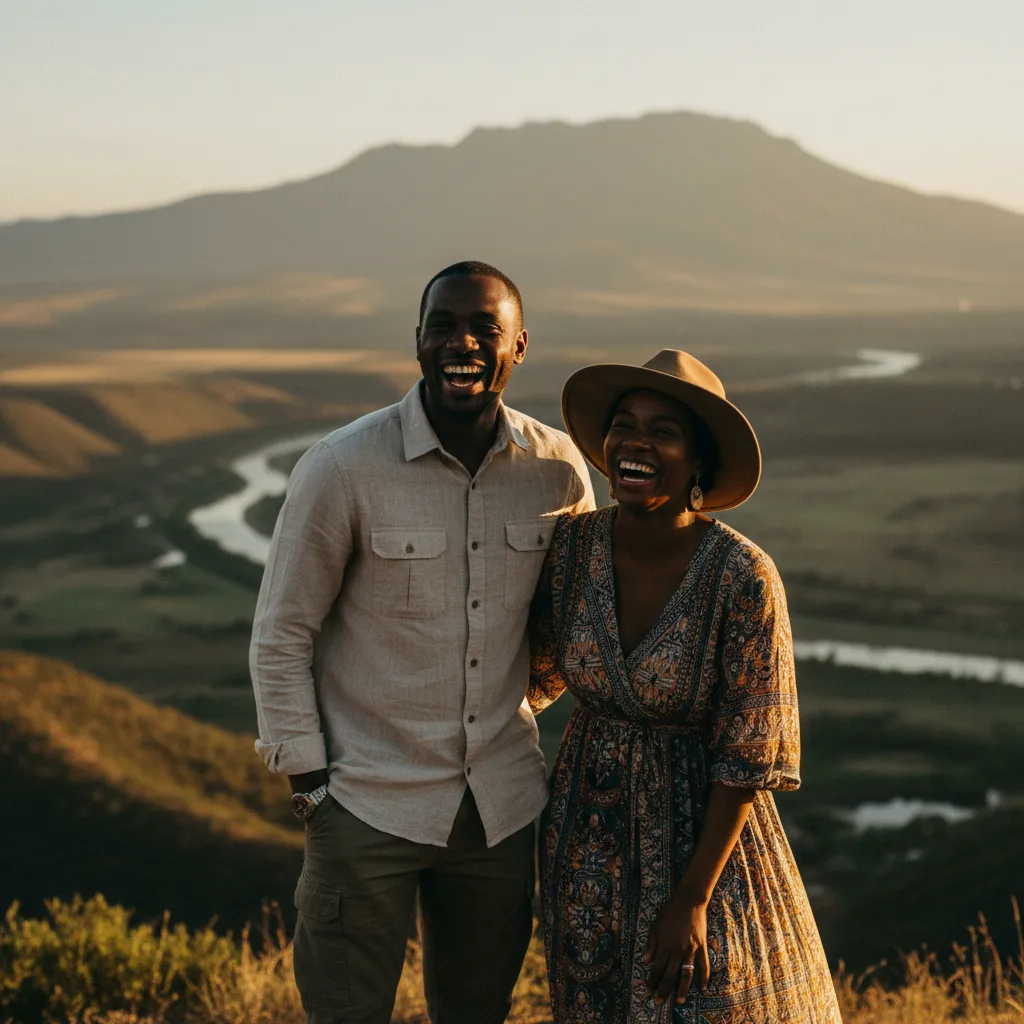 Couple sharing an adventure on vacation