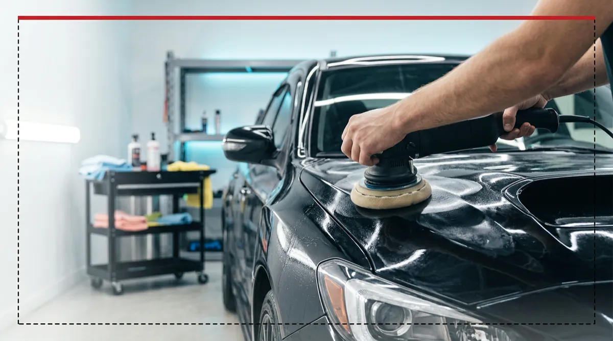 Automotive detailing paint correction and ceramic coating application on performance sports car