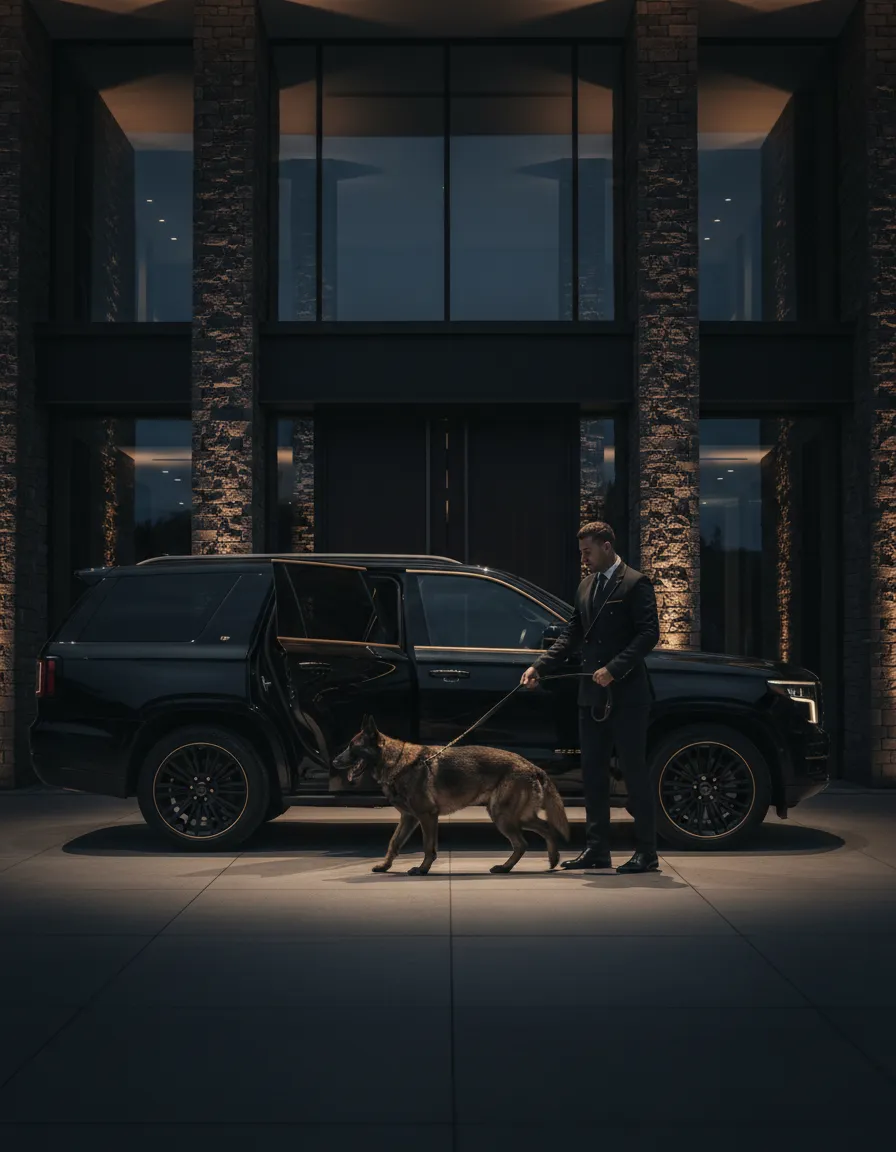 Private delivery of Elite Guardian protection dog to a luxury estate