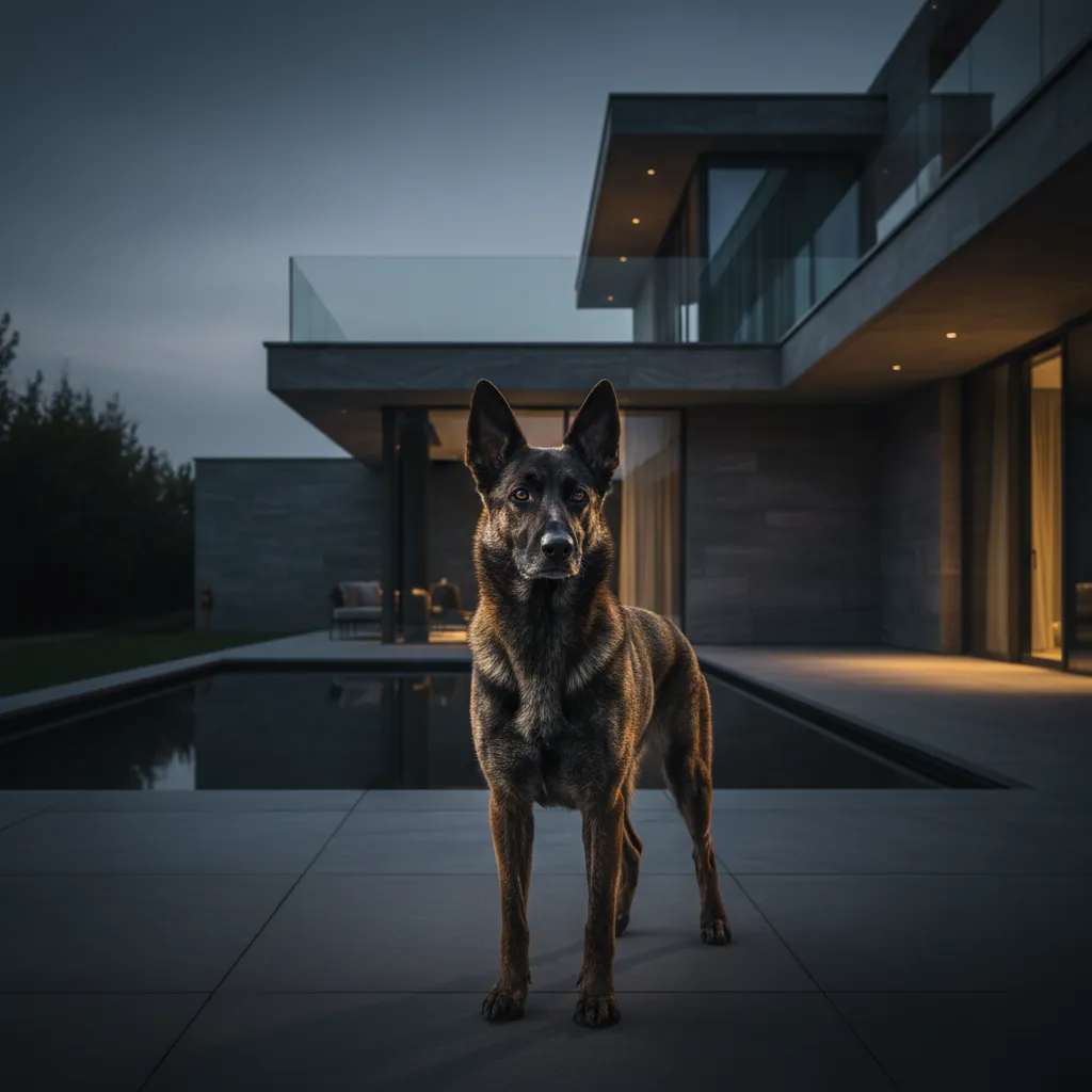 Dutch Shepherd patrolling luxury estate grounds