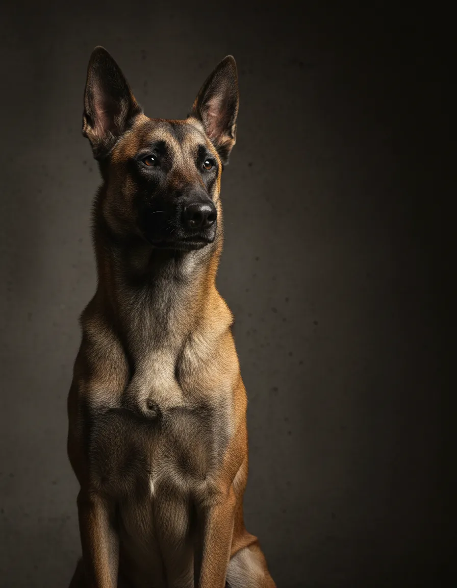 Working dog in a focused sit demonstrating high intelligence and reliability