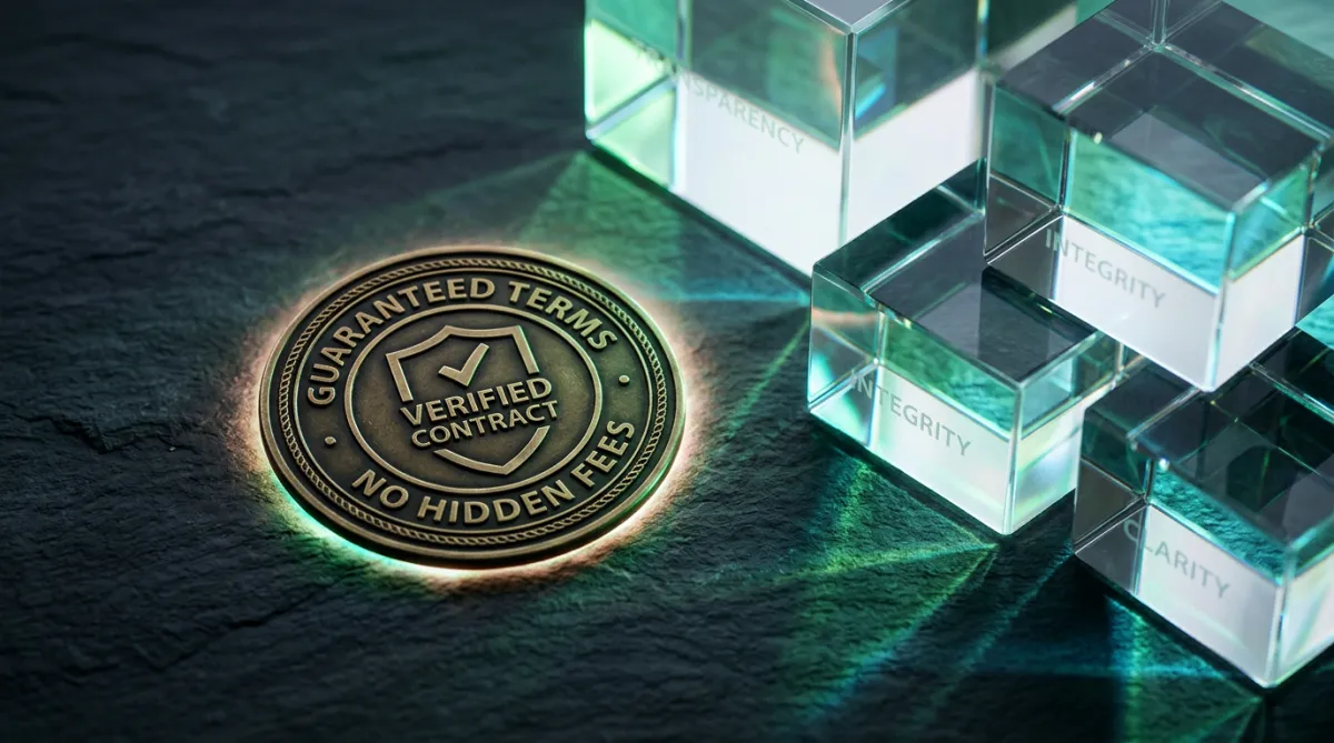 Guaranteed service terms and verified contract seal