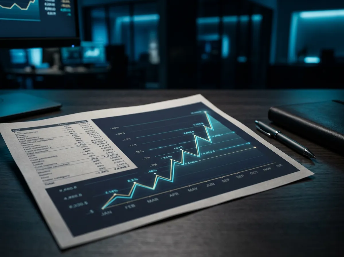 Financial rate chart and rising cost visual