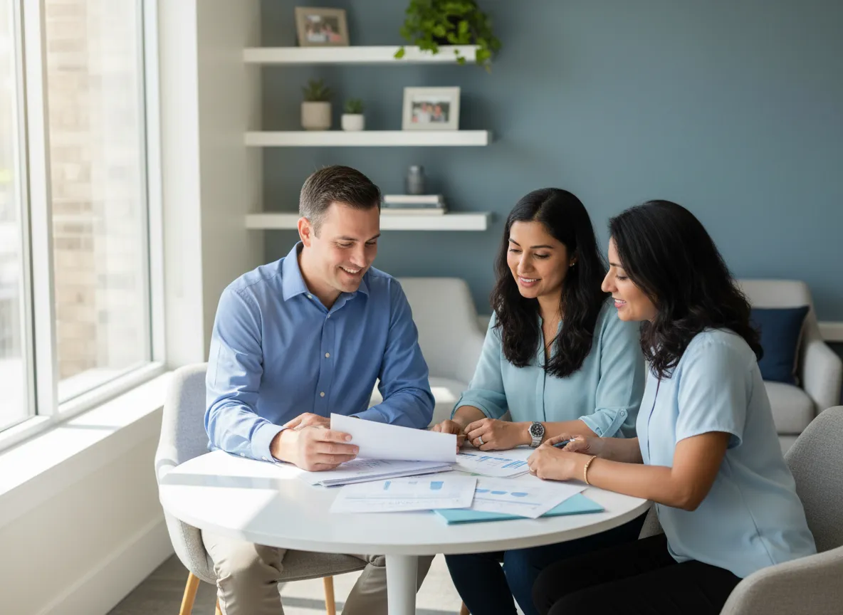 Matt Brady meeting with an Indian Land homebuyer to review mortgage options