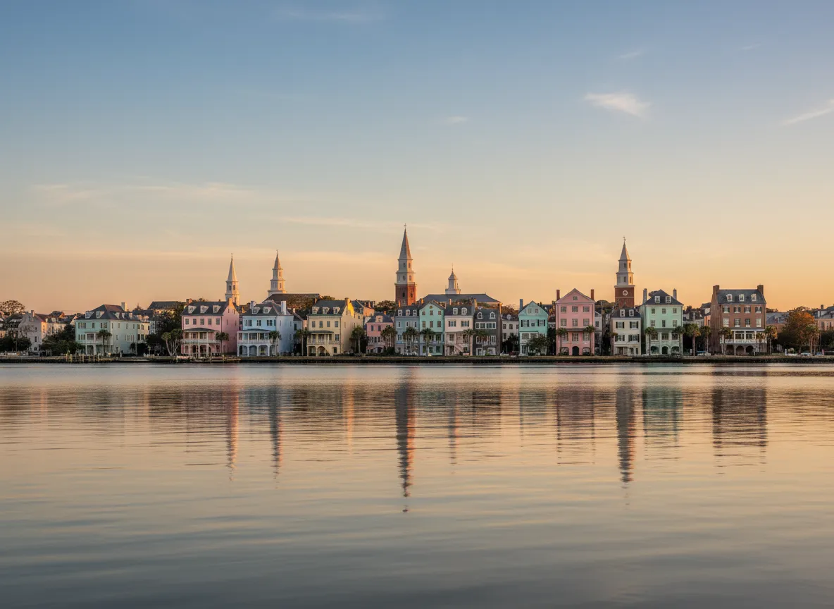 View of downtown Charleston waterfront with homes, served by mortgage lender Matt Brady