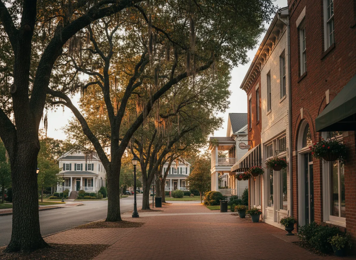 View of downtown Fort Mill SC with homes near lender Matt Brady