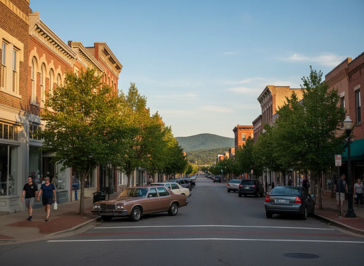 Downtown Gastonia NC streetscape near mortgage lender Matt Brady office