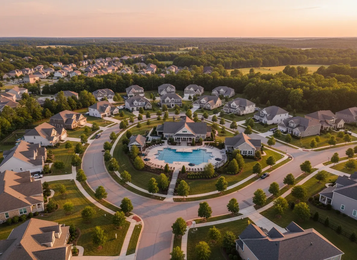 Aerial view of an Indian Land South Carolina neighborhood served by mortgage lender Matt Brady