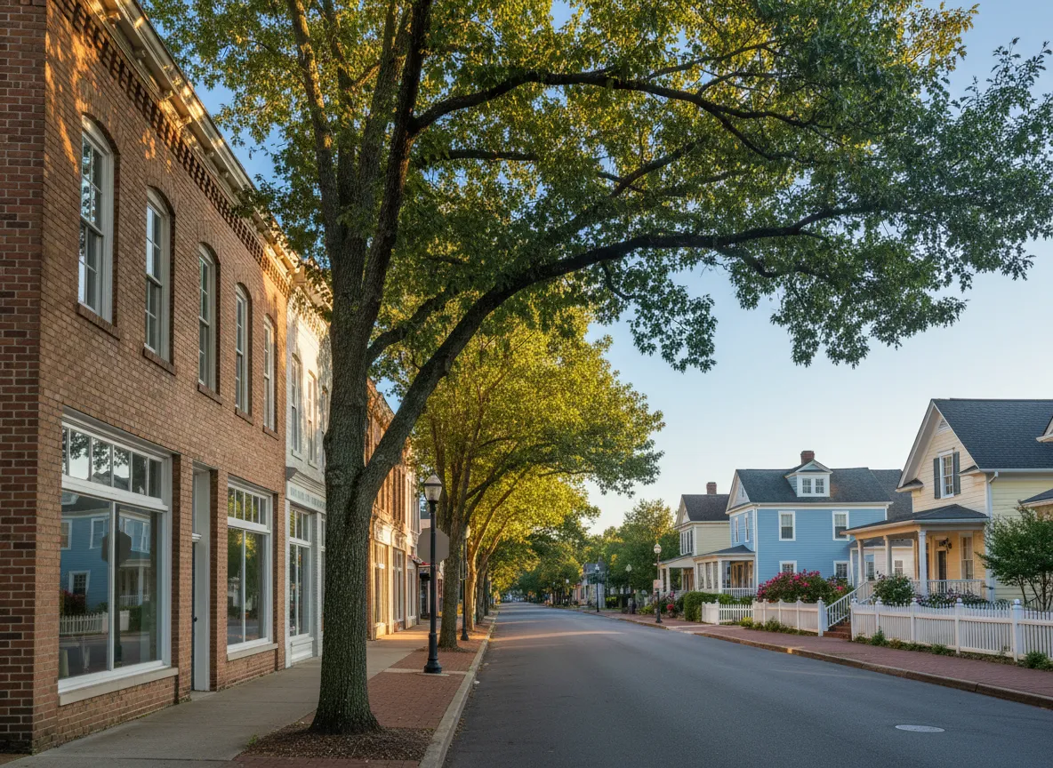 Downtown Union NC streetscape with homes and businesses near Matt Brady mortgage office