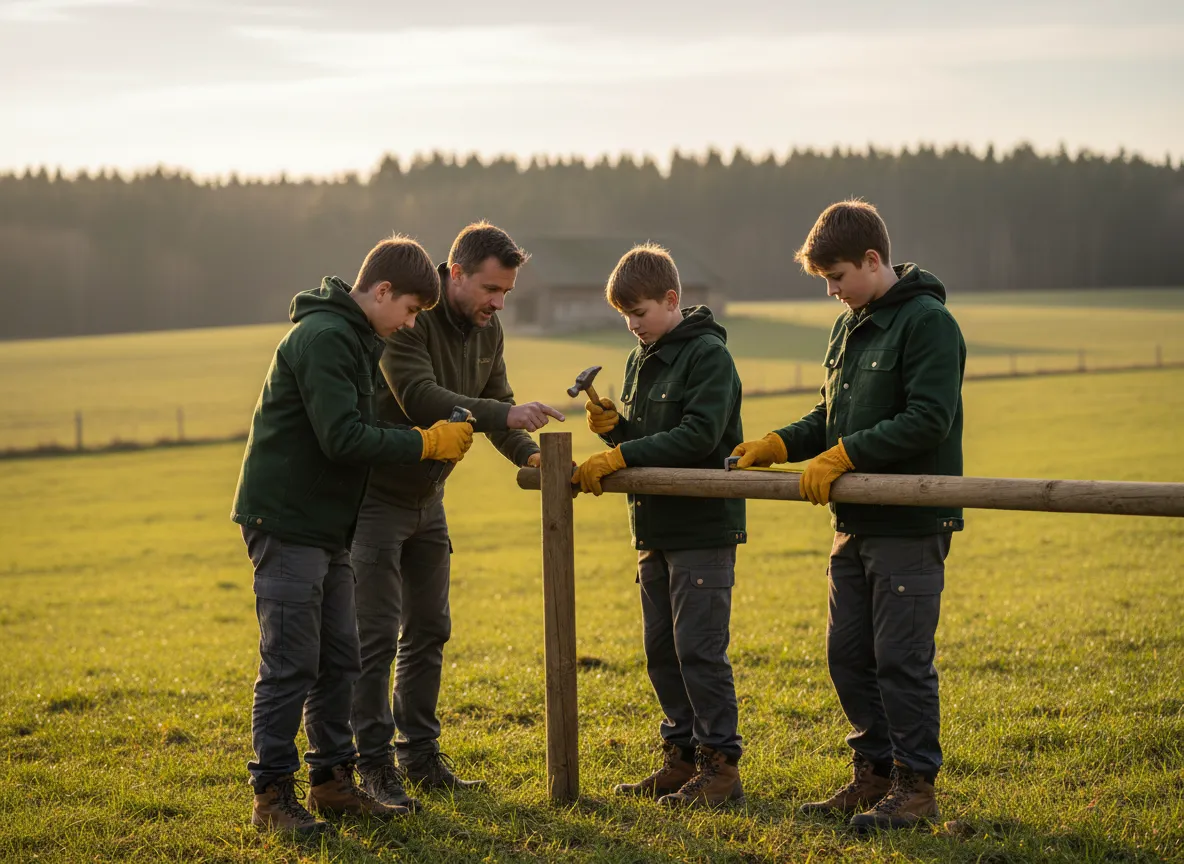Boys outdoors engaging in an activity