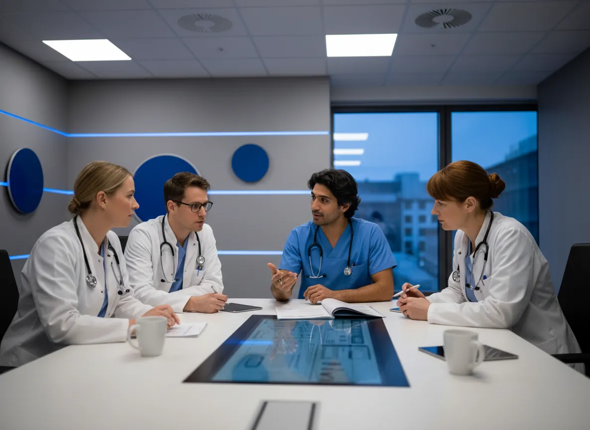 Profesionales sanitarios en un entorno hospitalario de habla alemana