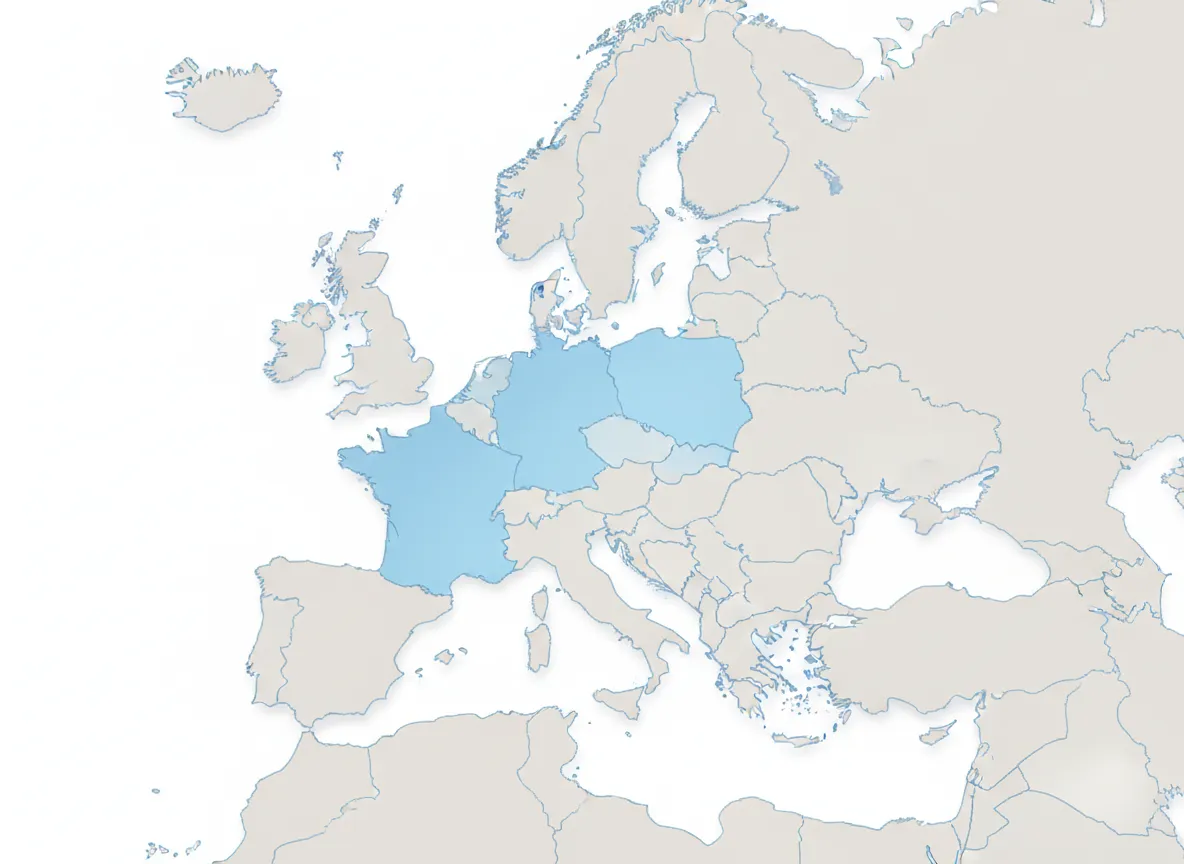 Mapa de países de habla alemana en Europa