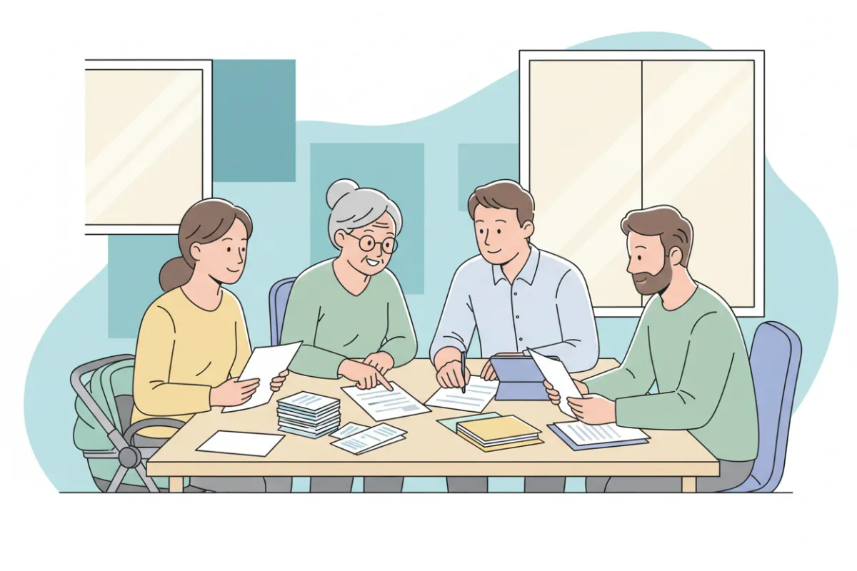 A close-up of hands holding utility bills and a smartphone, with a laptop open on a desk. The background features soft natural light and subtle blue tones, emphasizing a secure and organized environment for data collection.