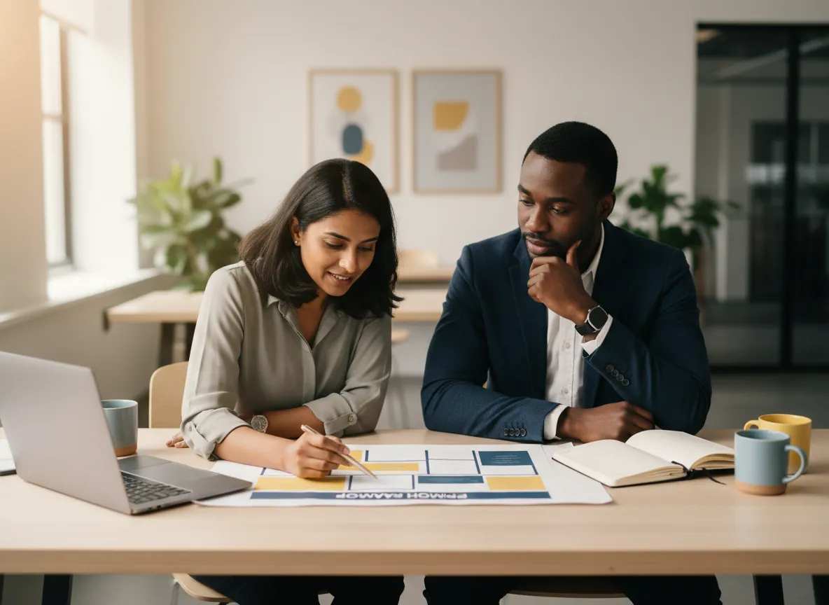 AnAbsoluteWonder coach in a meeting with a small business owner