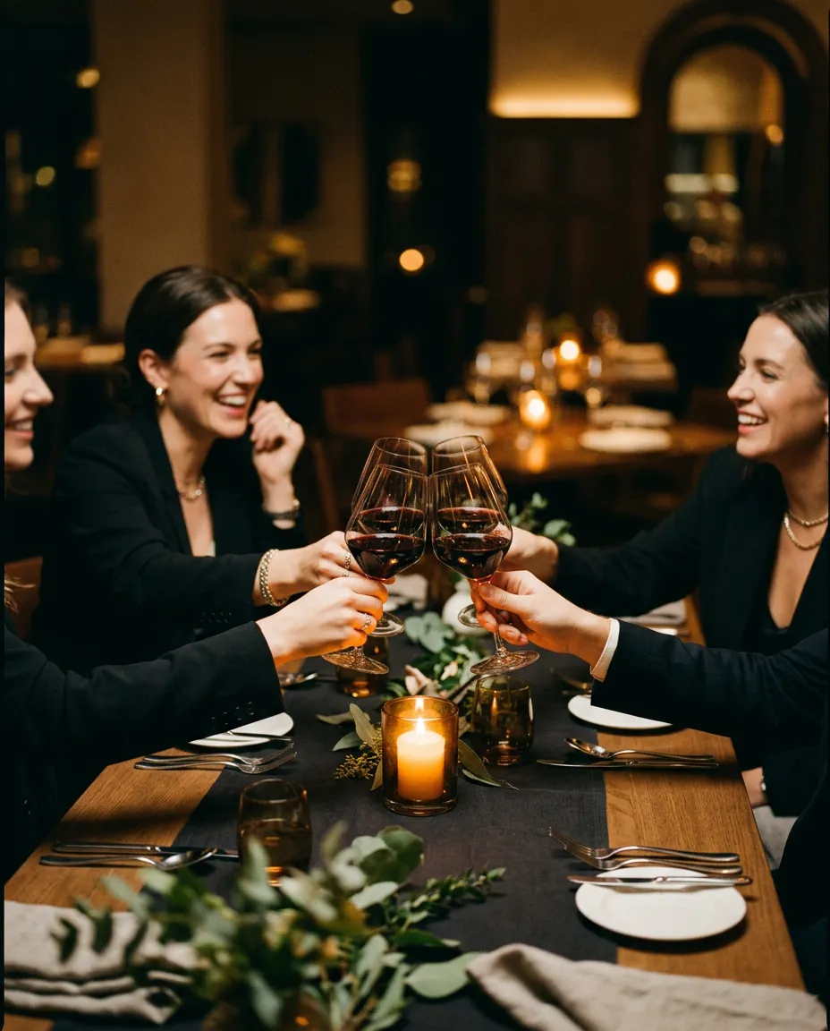 Intimate candlelit dining table laid for four guests at Casa Med