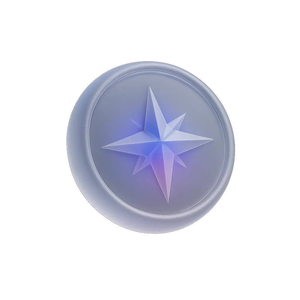 Floating ethereal glassmorphic compass orb