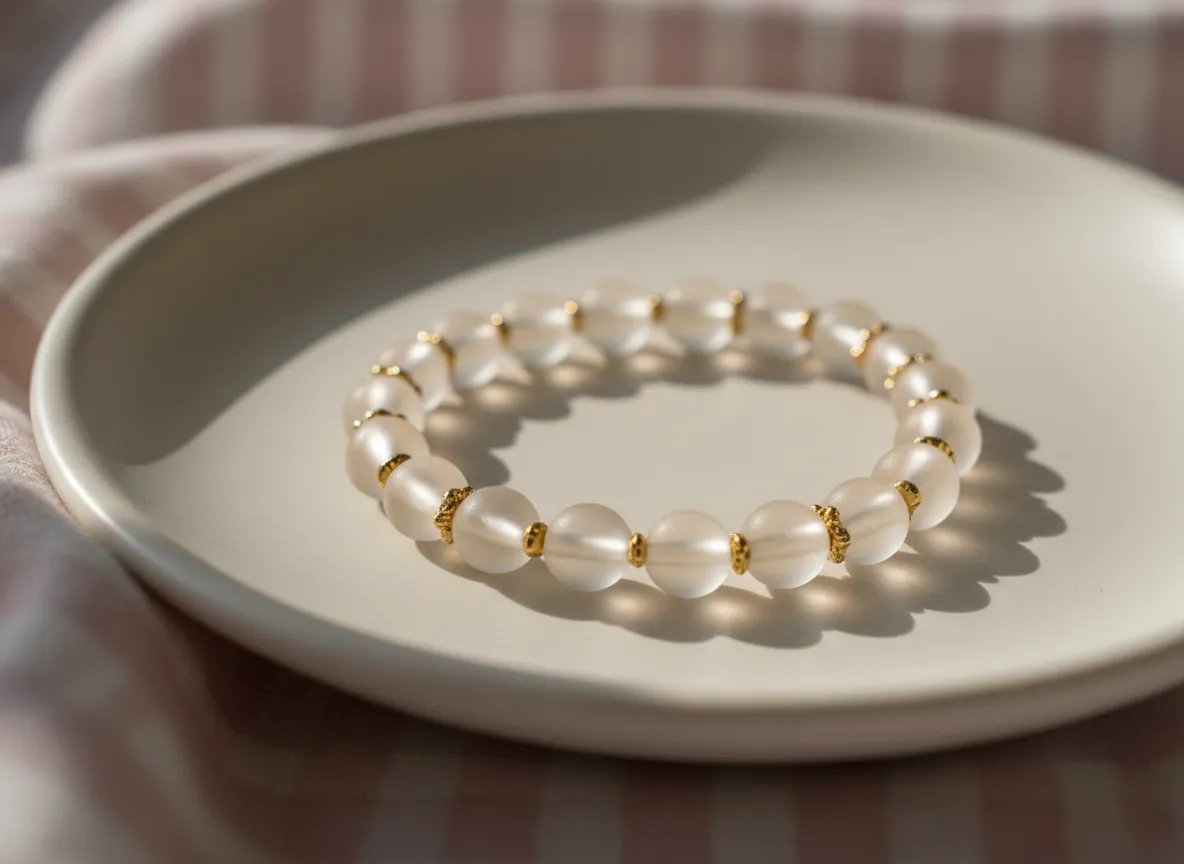 Neutral gold and cream bead bracelet