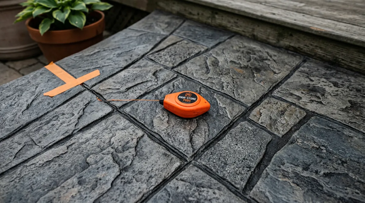 Decorative stamped concrete patterns resembling slate and stone