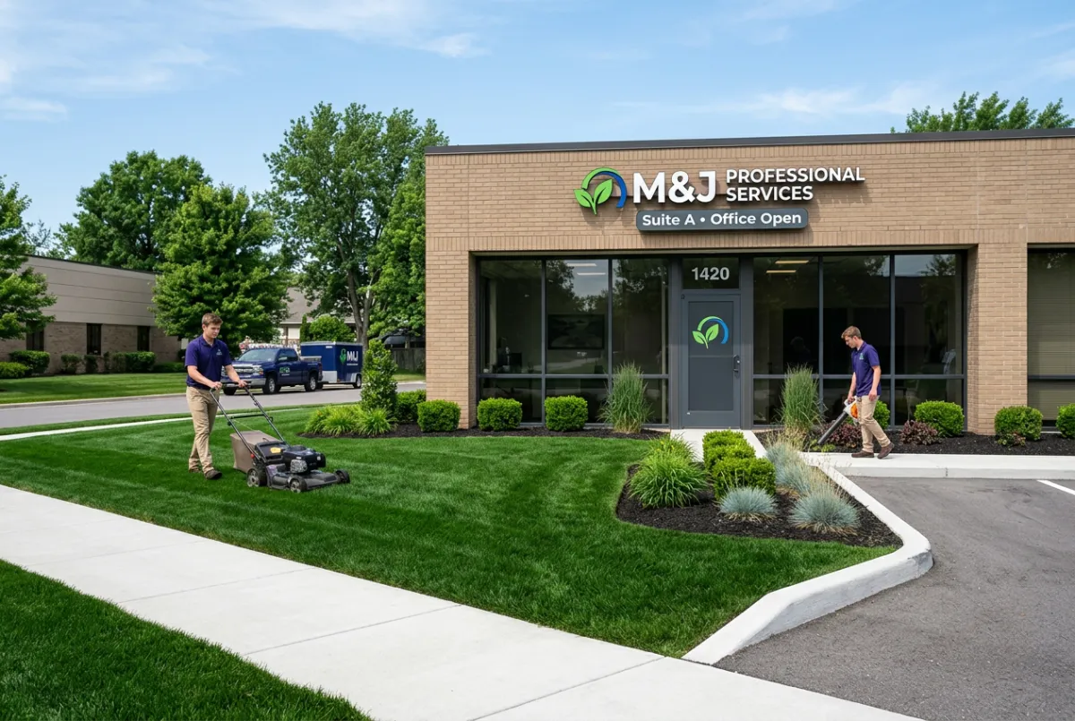 Clean, sharp commercial facility exterior and pristine lawn maintenance in Fox Cities