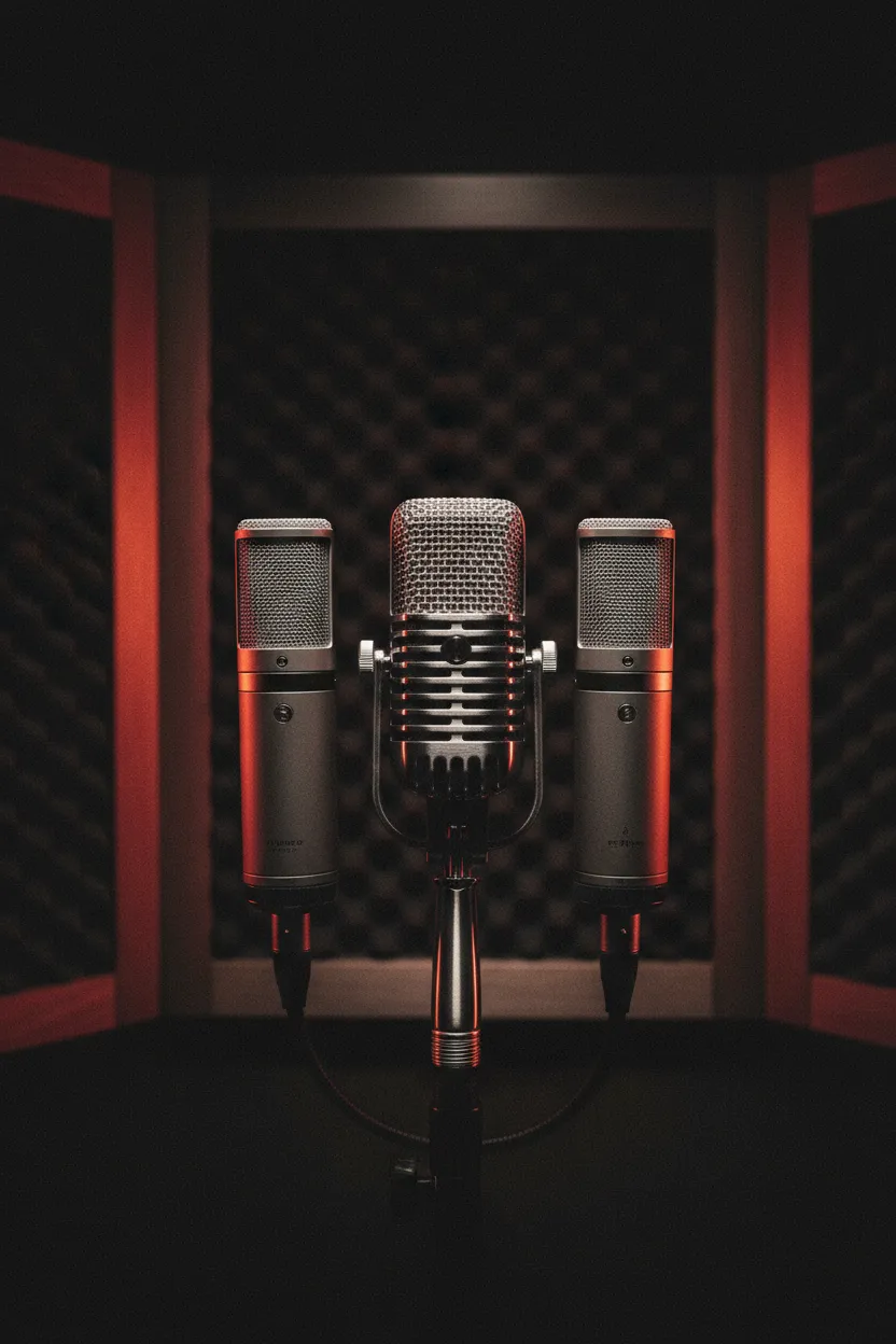 Intimate studio recording setup with microphones