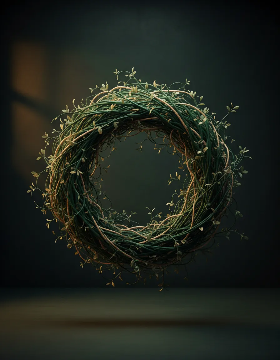 Scientific illustration of neural connectivity and botanical elements