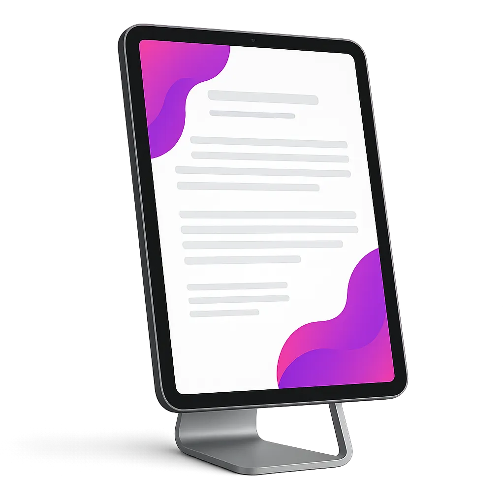 A premium tablet displaying the Visibility Action Guide