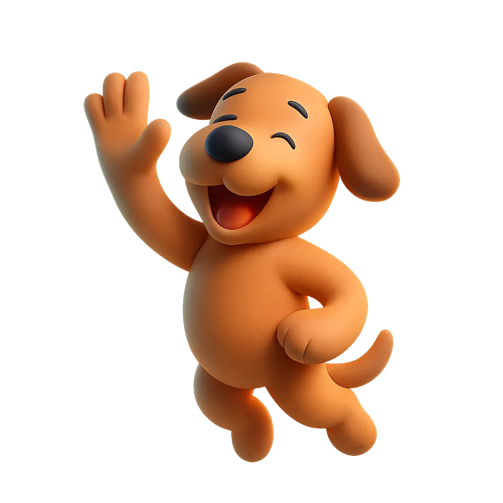 3D render of a dog doing a high-five trick