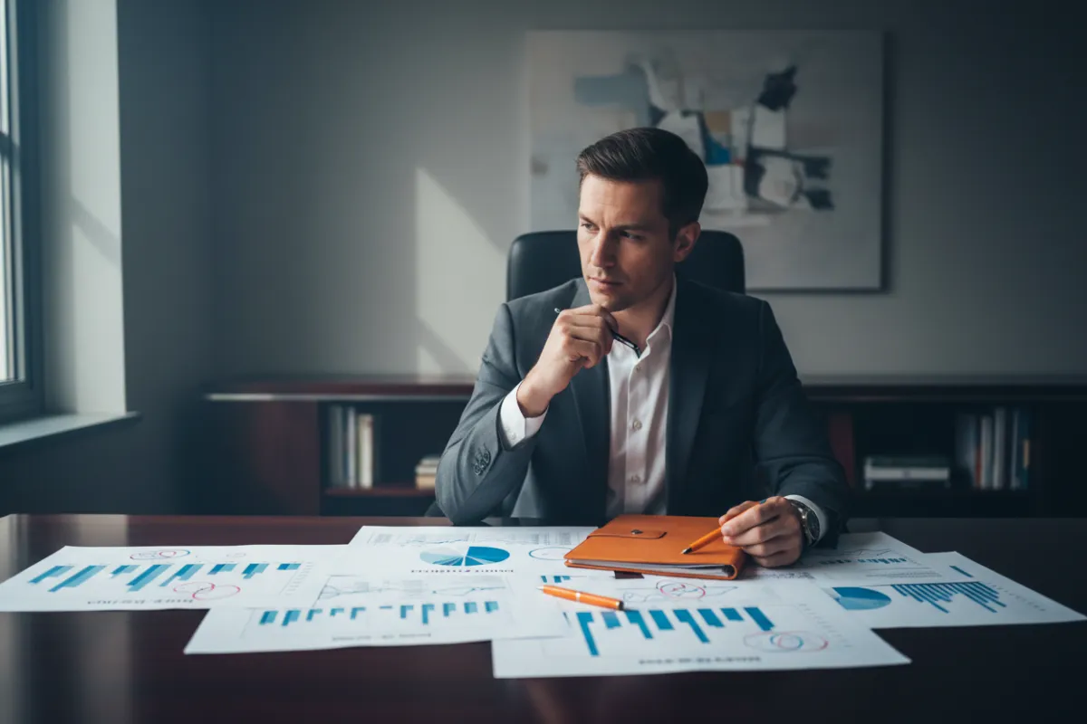 Executive reading documents representing ESOP structuring