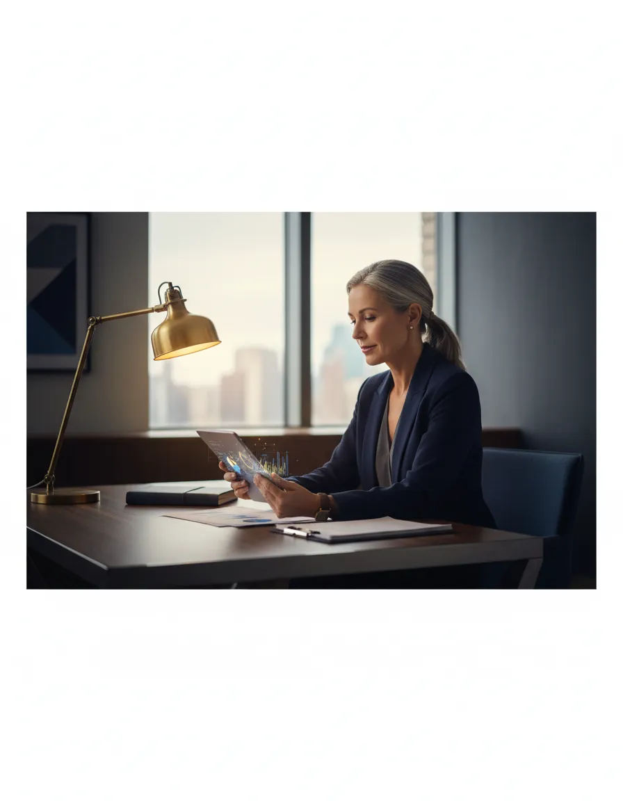 Entrepreneur reviewing business valuation data