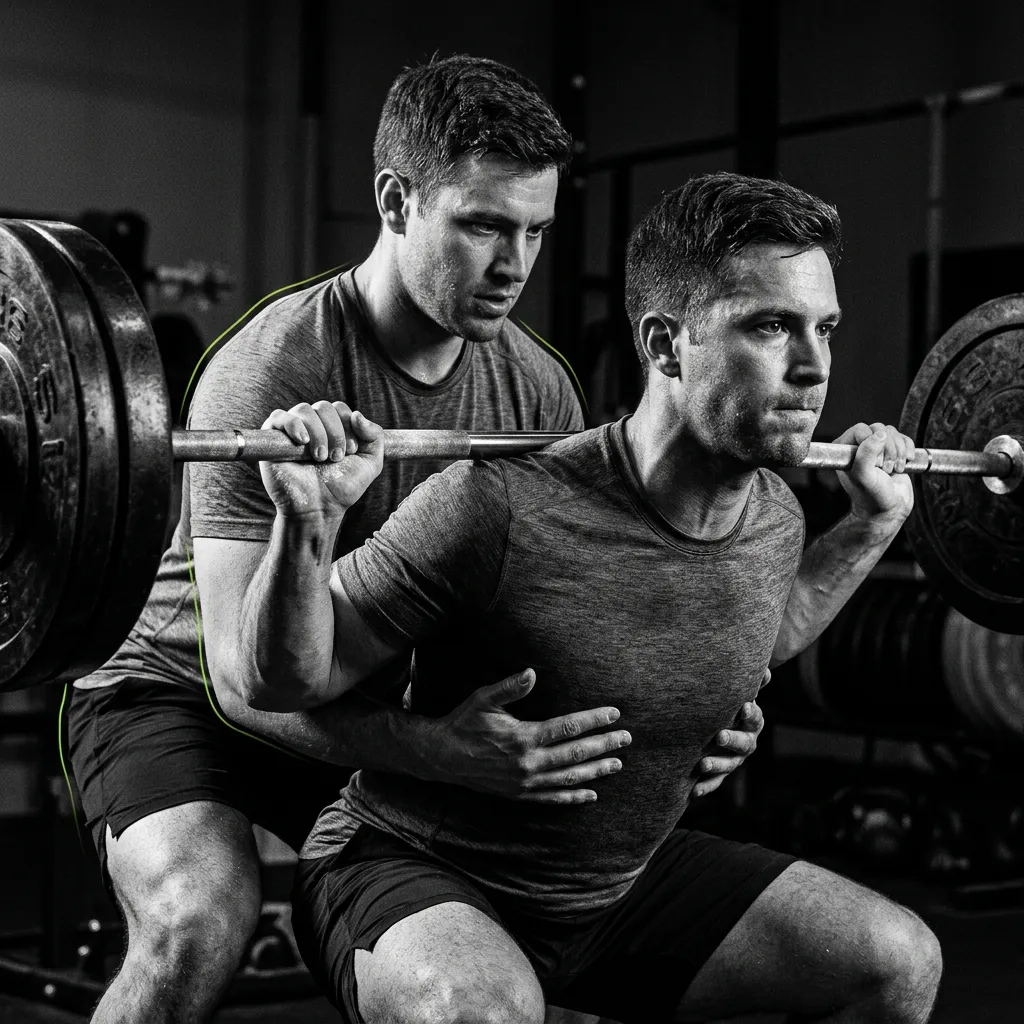 Duo training session review with coach and training metrics