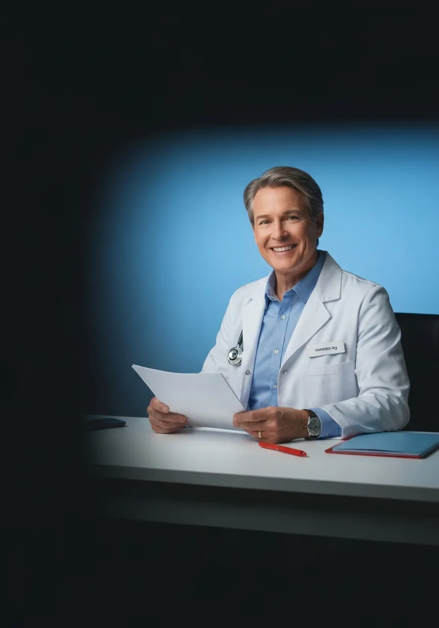 A reassuring senior healthcare advisor smiling warmly