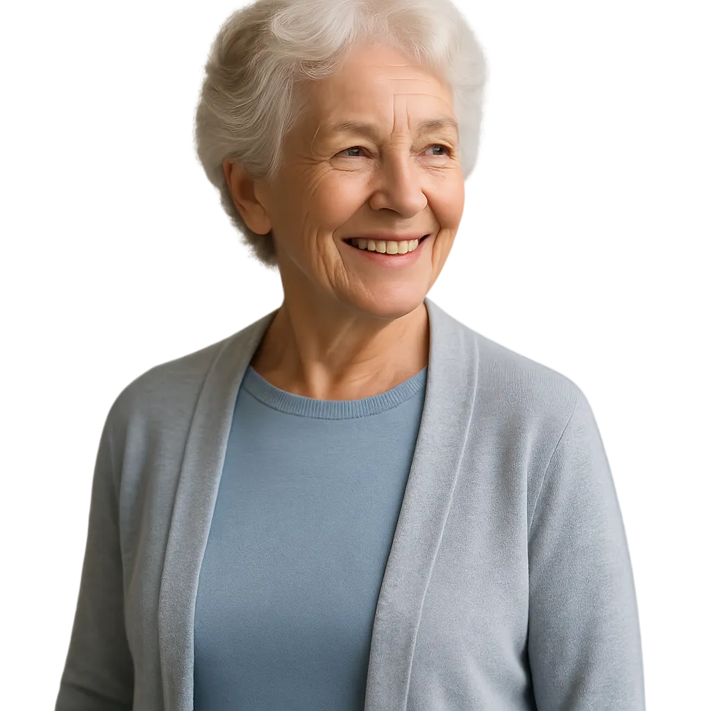 Welcoming senior woman smiling outdoors