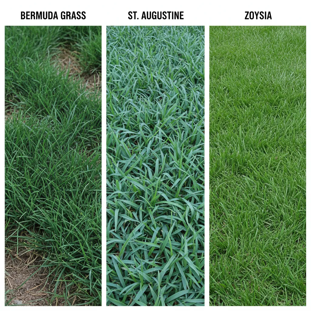 Bermuda, St. Augustine, and Zoysia grass side by side comparison for North Texas lawns