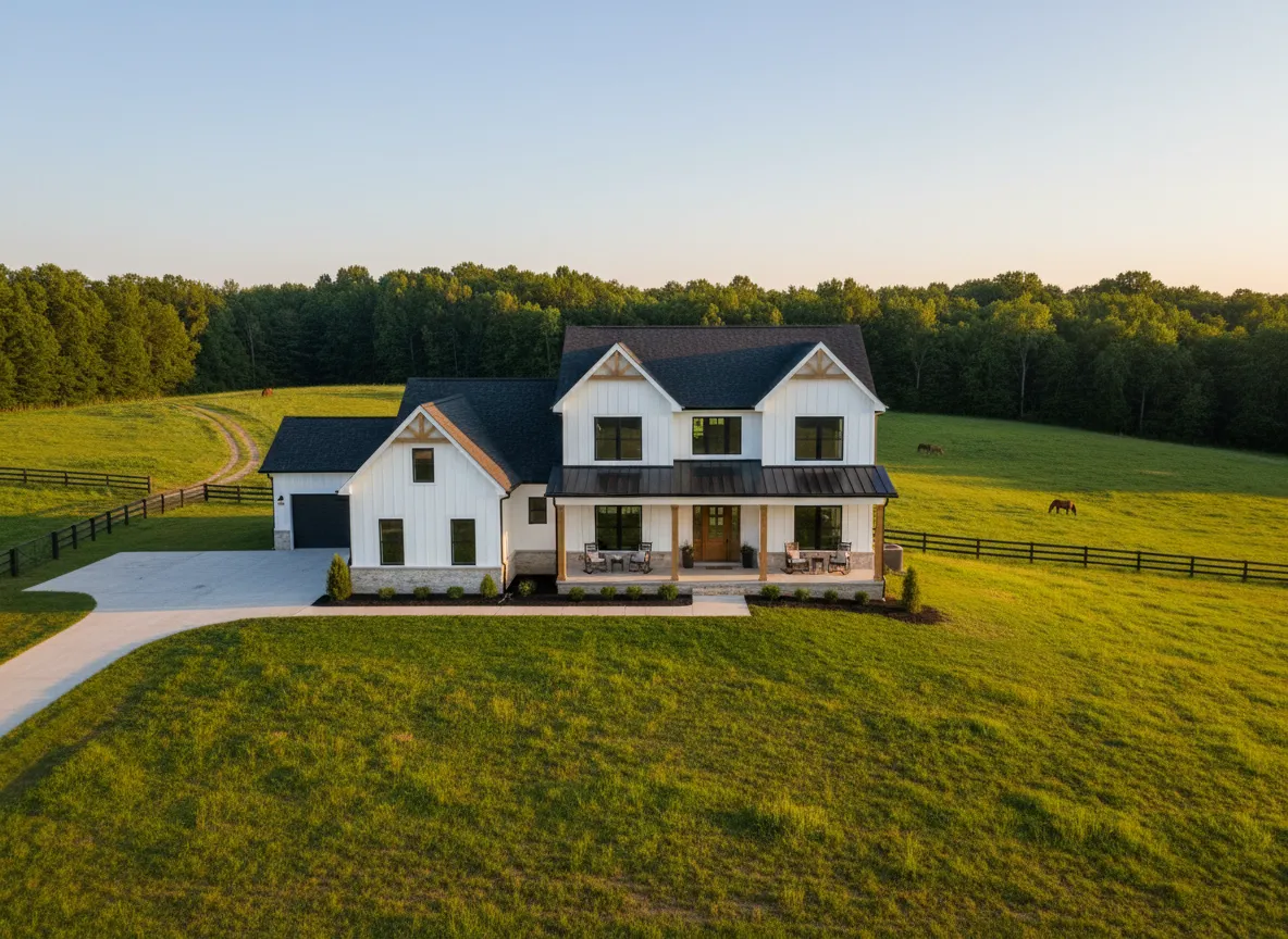 Modern farmhouse style custom home on Kentucky land