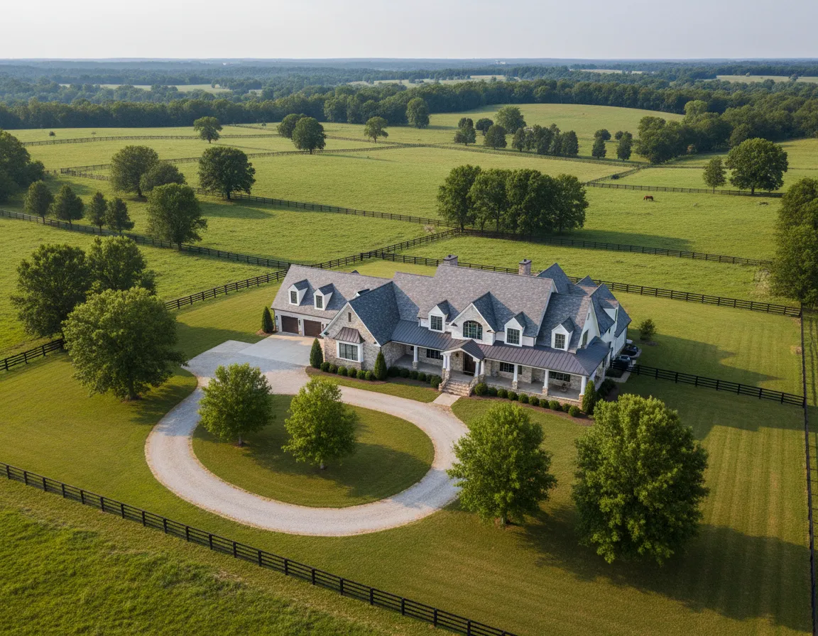Custom home on rural Kentucky land near Lexington