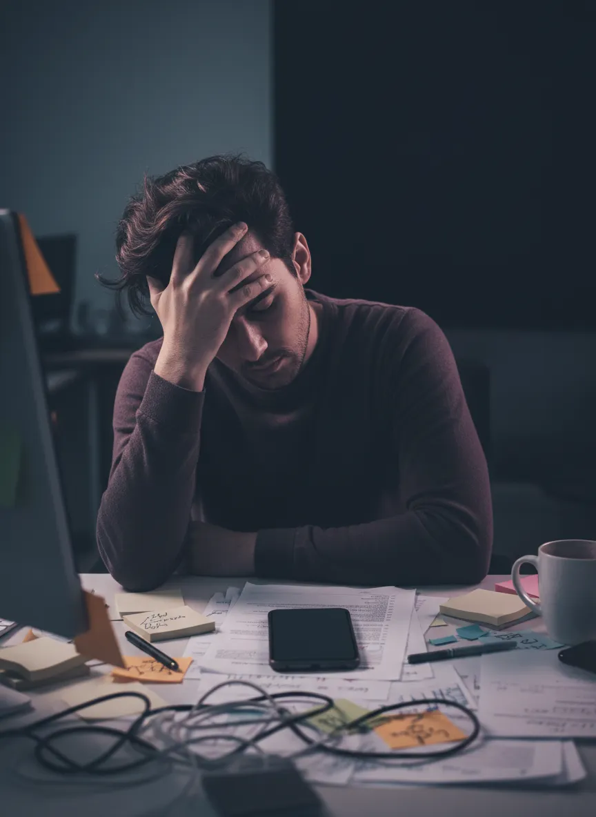 Visual representation of the mounting pressure and frustration