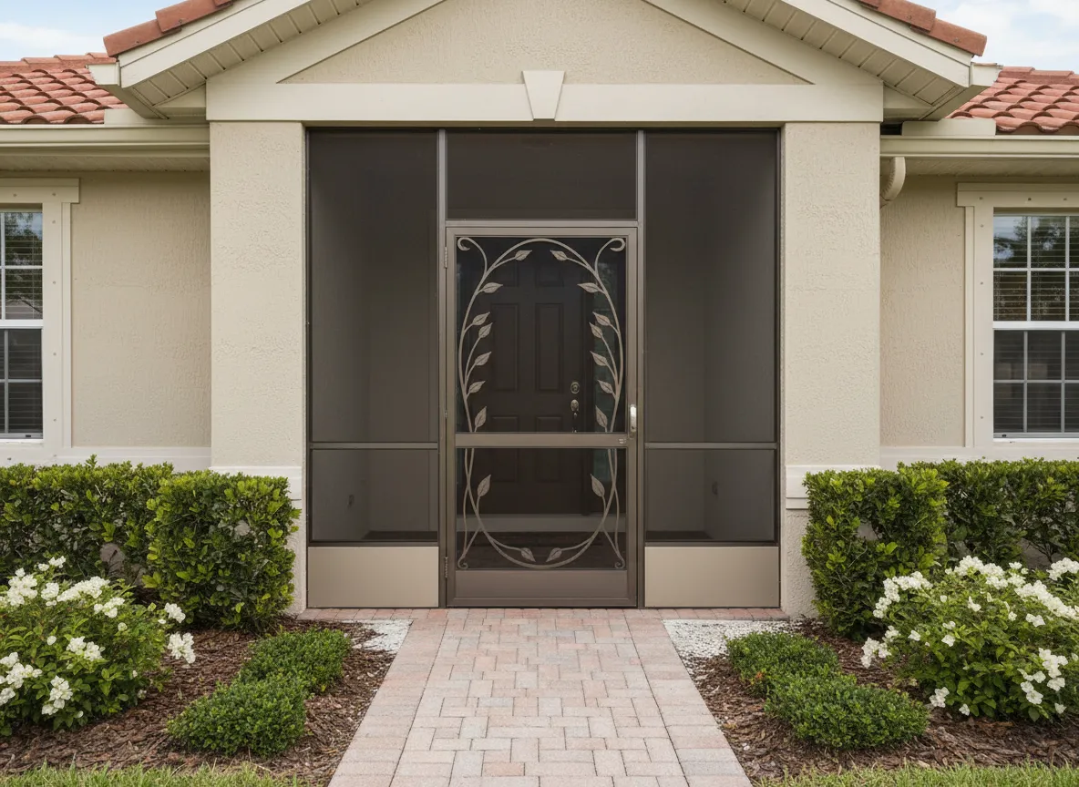 Front entry screen enclosure on Florida home