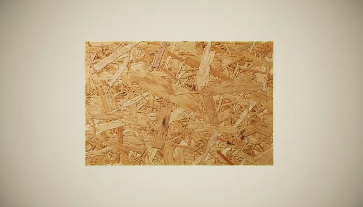 Dettaglio ad altissima definizione della texture dei pannelli OSB