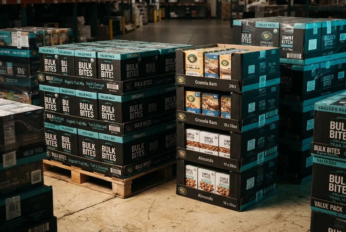 Club store pallet trays and master packaging packs