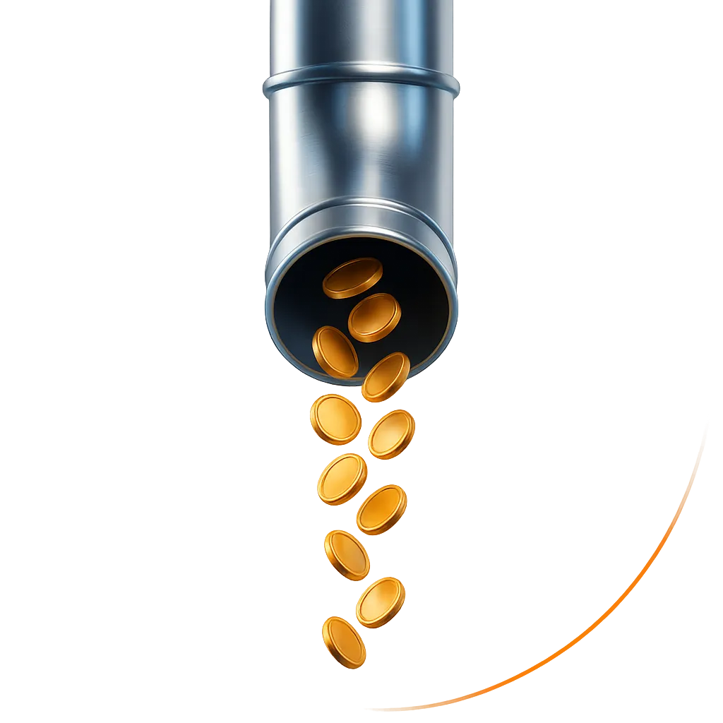 Visual representation of lost revenue and a leaking bucket