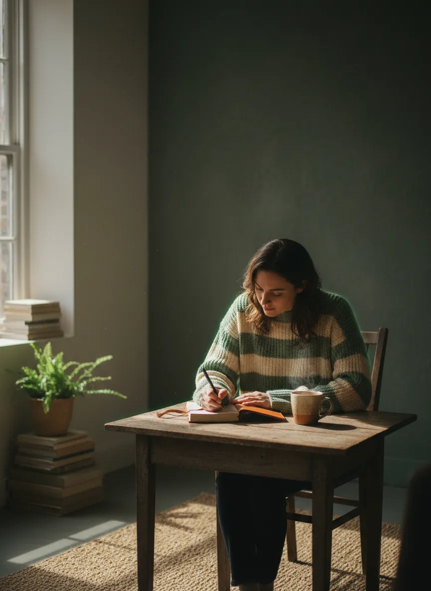Woman experiencing a moment of peaceful wellness reflection