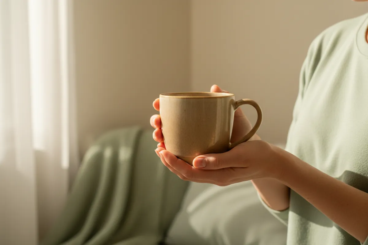 A calming wellness and reflection scene representing the start of a restorative journey.