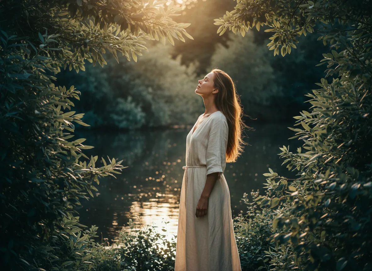 Peaceful outdoor healing moment representing Restoration