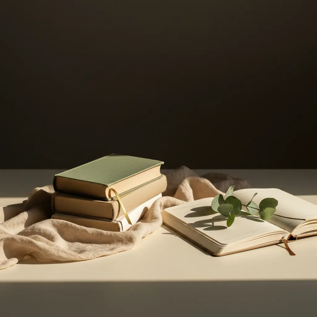 Books, journal, reading corner