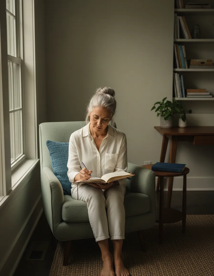 Woman journaling in quiet reflection
