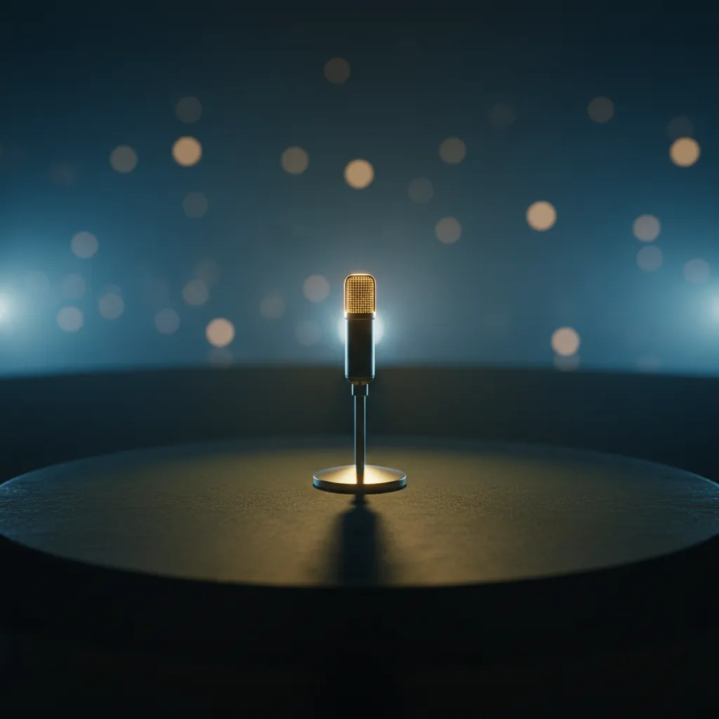 Microphone on a well-lit stage representing the Speaking pillar