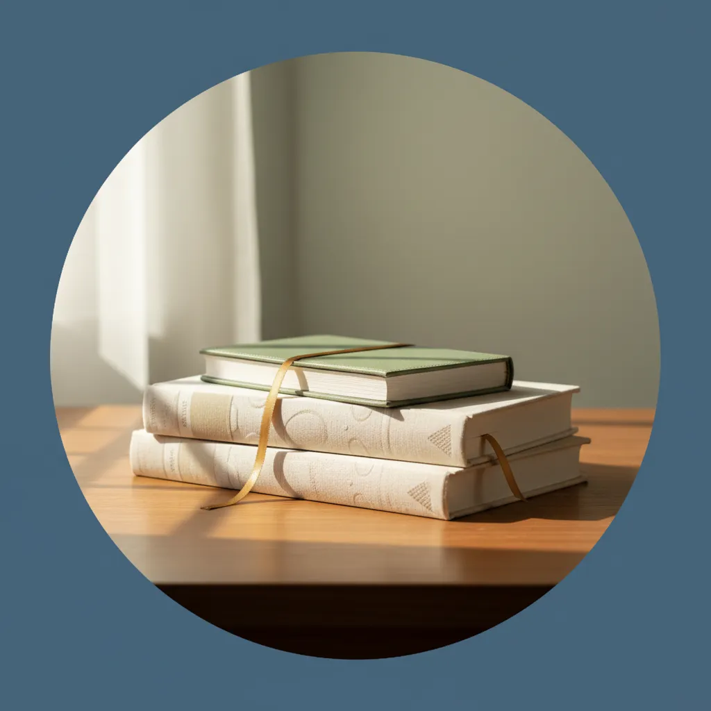 Book and journal on a peaceful desk representing the Books pillar