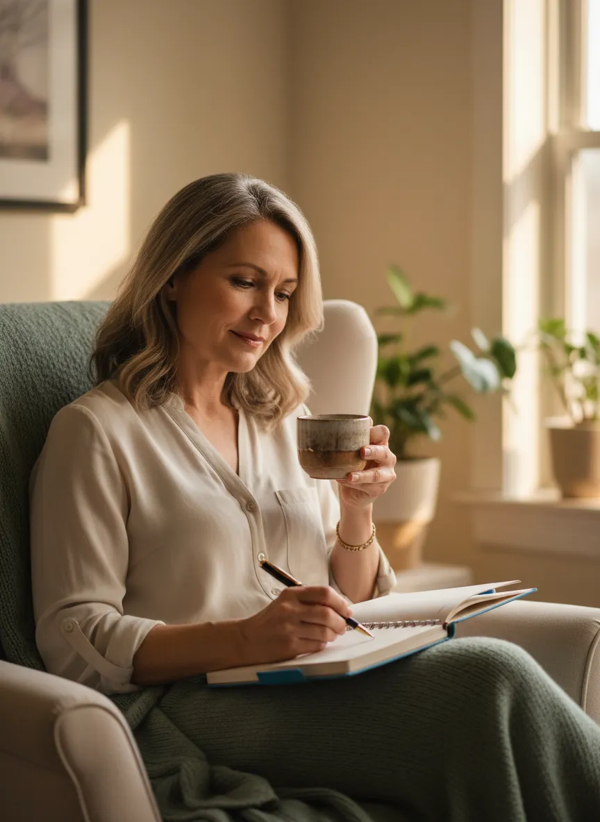Woman journaling and reflecting