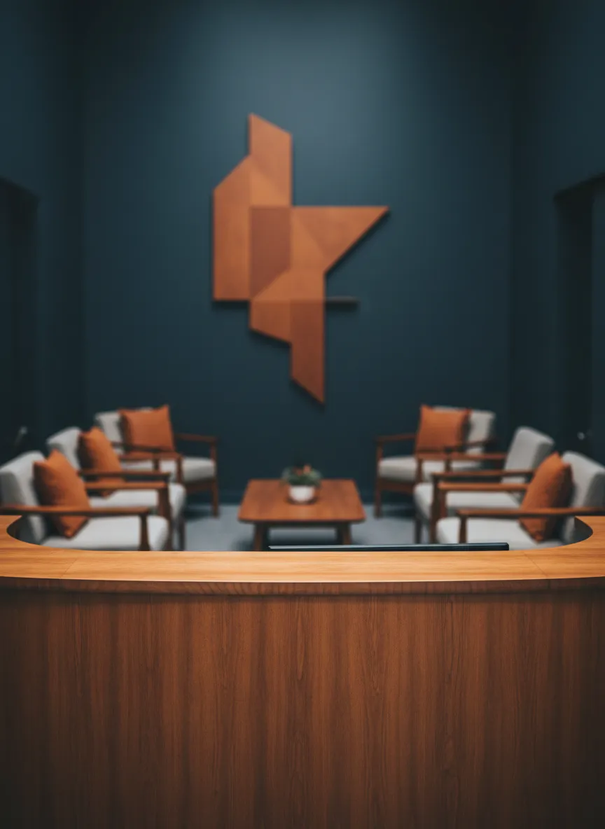 Recepción de oficina premium de Patrimonio Financiero