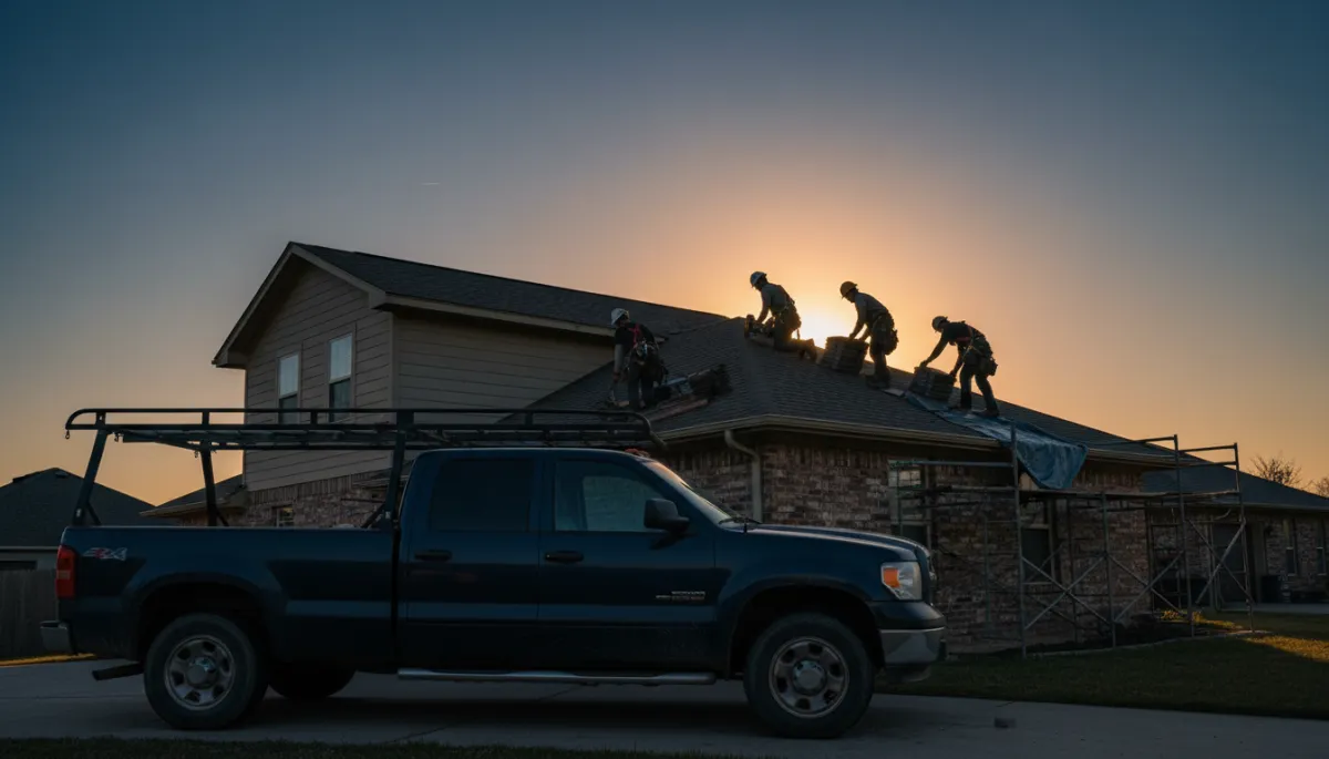 Gritty crew working on roof